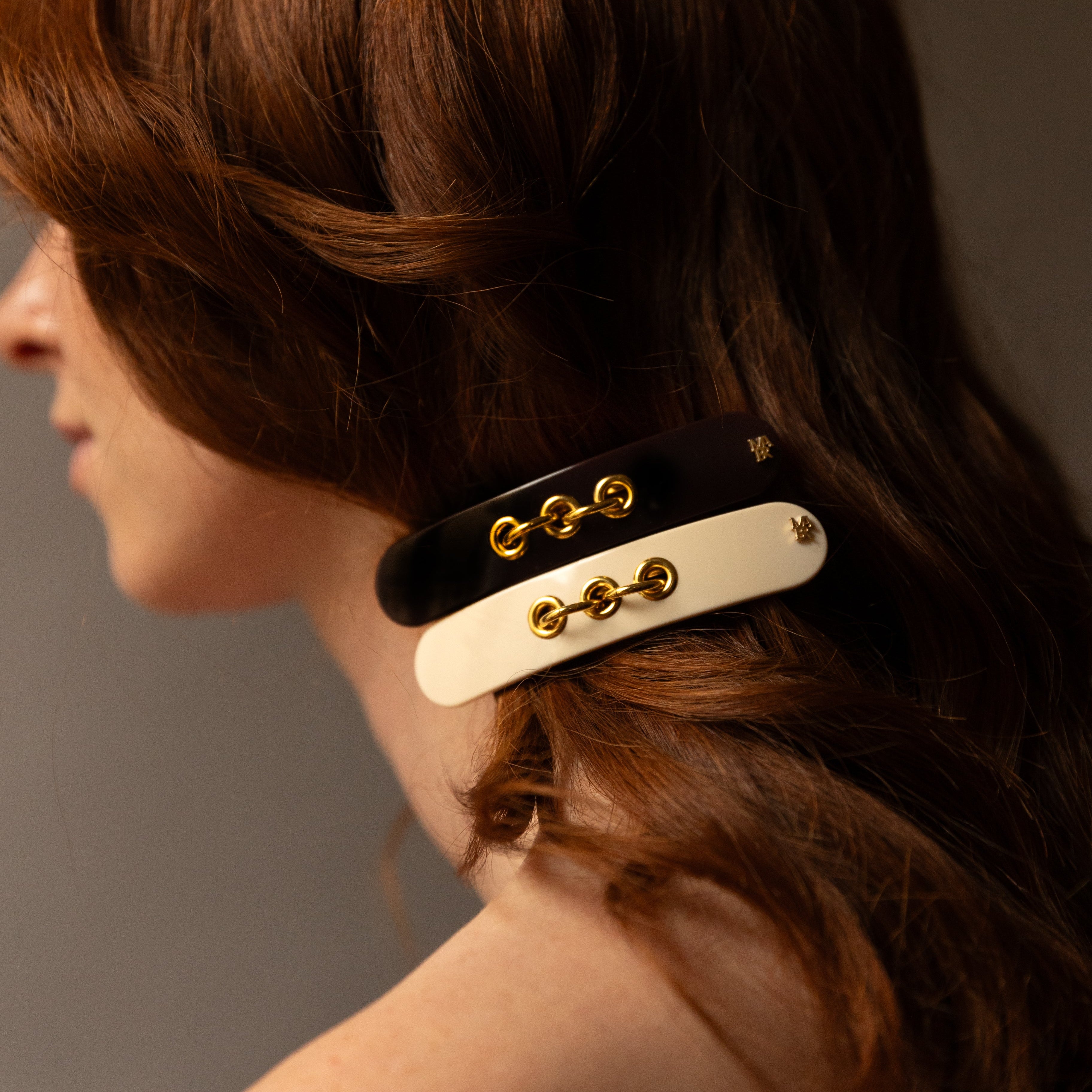 EYELETS THIN CLIP バレッタ(アイボリー)