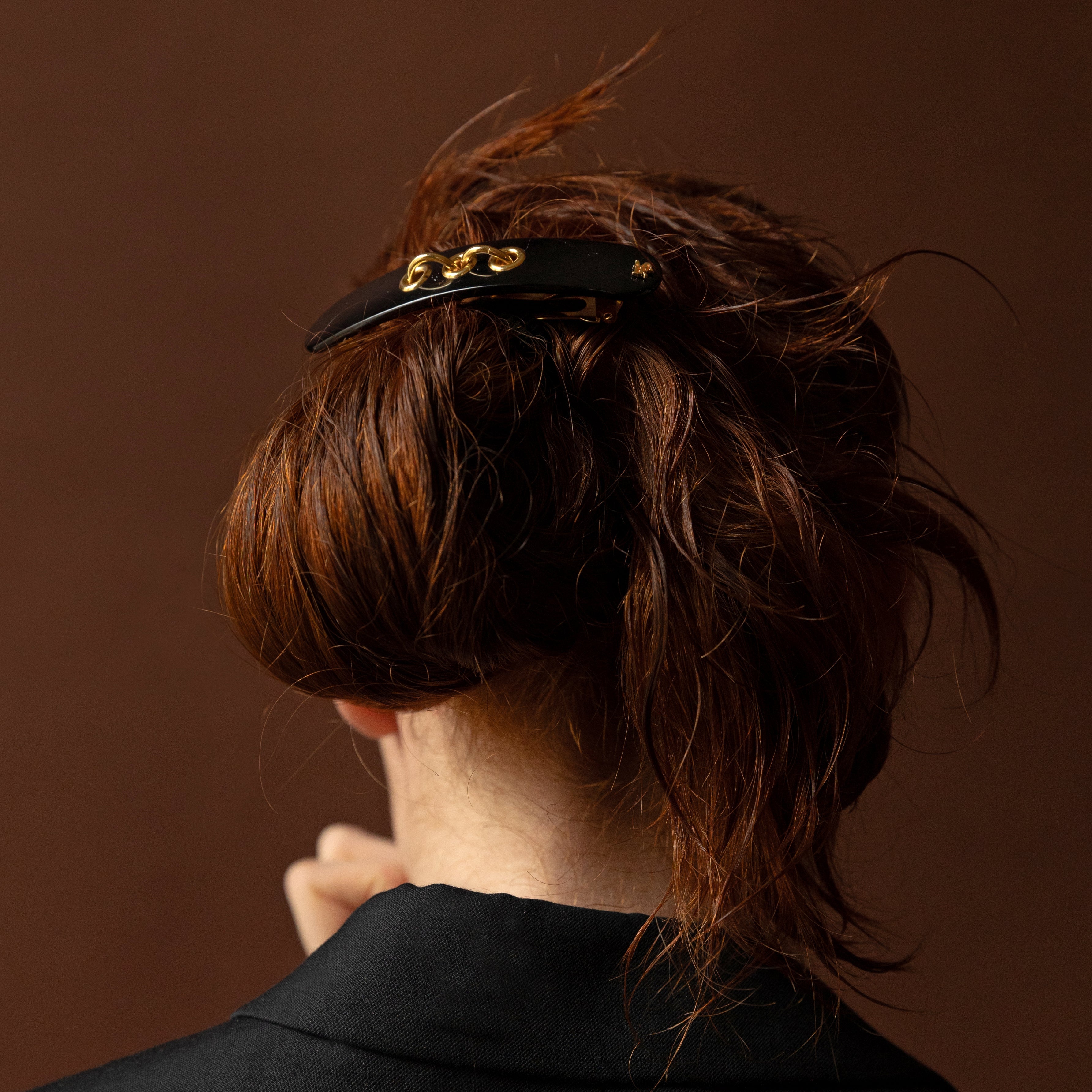 EYELETS THIN CLIP バレッタ(ブラック)